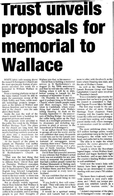 Press cutting from the Lanark Advertiser, Thursday 30th September 2004